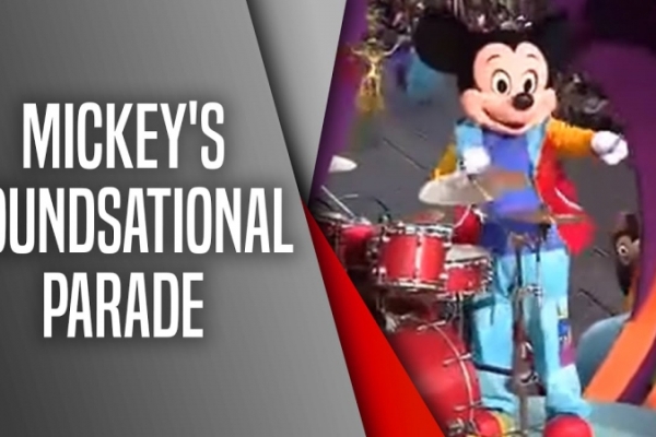 Mickey's Soundsational Parade shot high above Main Street USA at Disneyland